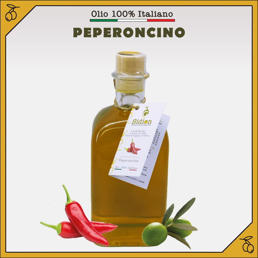 Olio aromatizzato al Peperoncino
bottiglia da 500 ml
