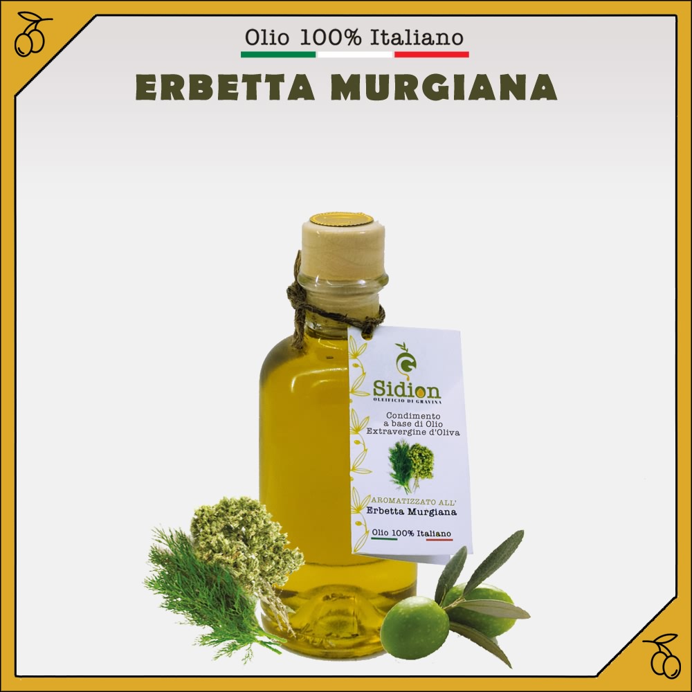 Olio aromatizzato all'Erbetta Murgiana
bottiglia da 200 ml
