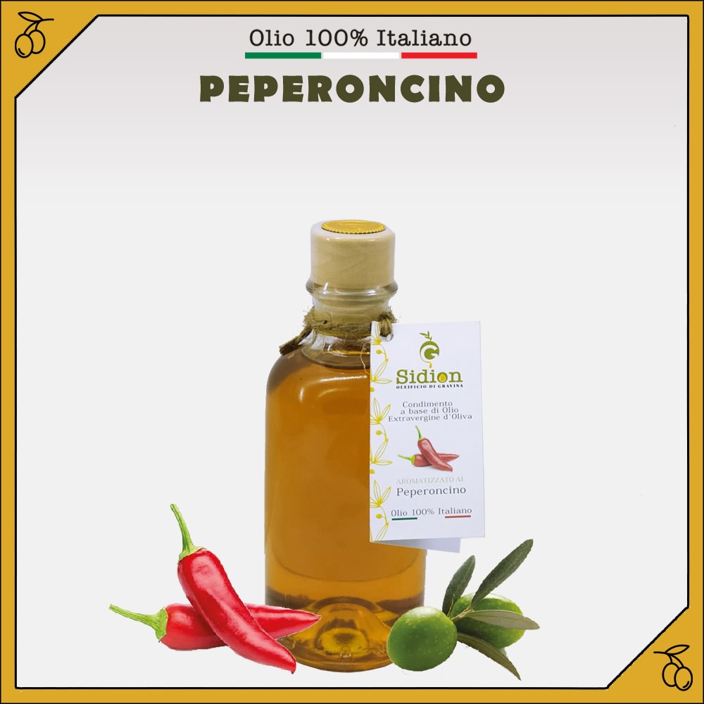 Olio aromatizzato al Peperoncino
bottiglia da 200 ml
